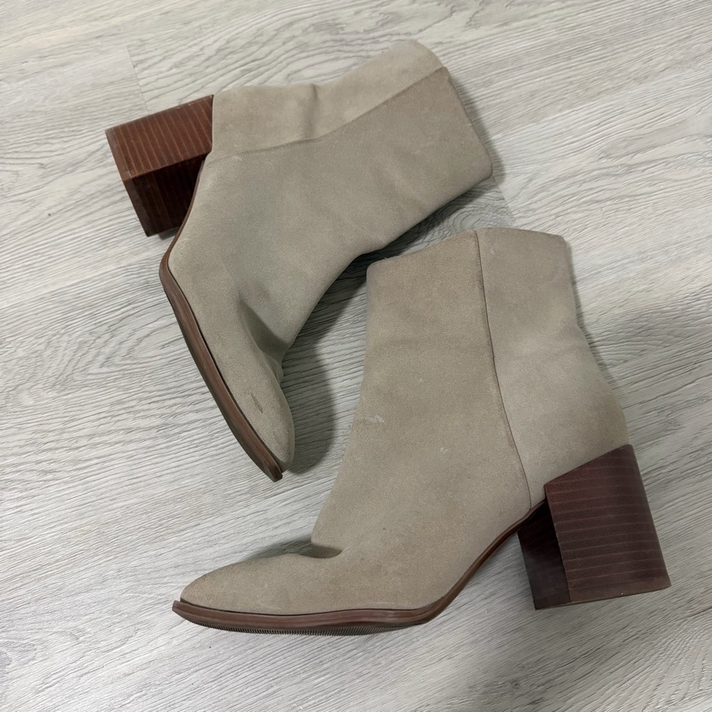 Tan Suede Heeled Ankle Boots